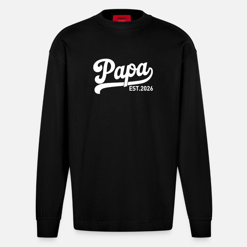 Papa 2026 Werdender Papa 2026 - Heavyweight Oversized Organic Langarmshirt Made in EU - SOLID BLACK