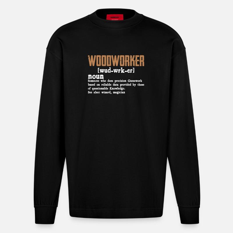 Holzarbeiter Definition Geschenk Handwerker - Heavyweight Oversized Organic Langarmshirt Made in EU - SOLID BLACK