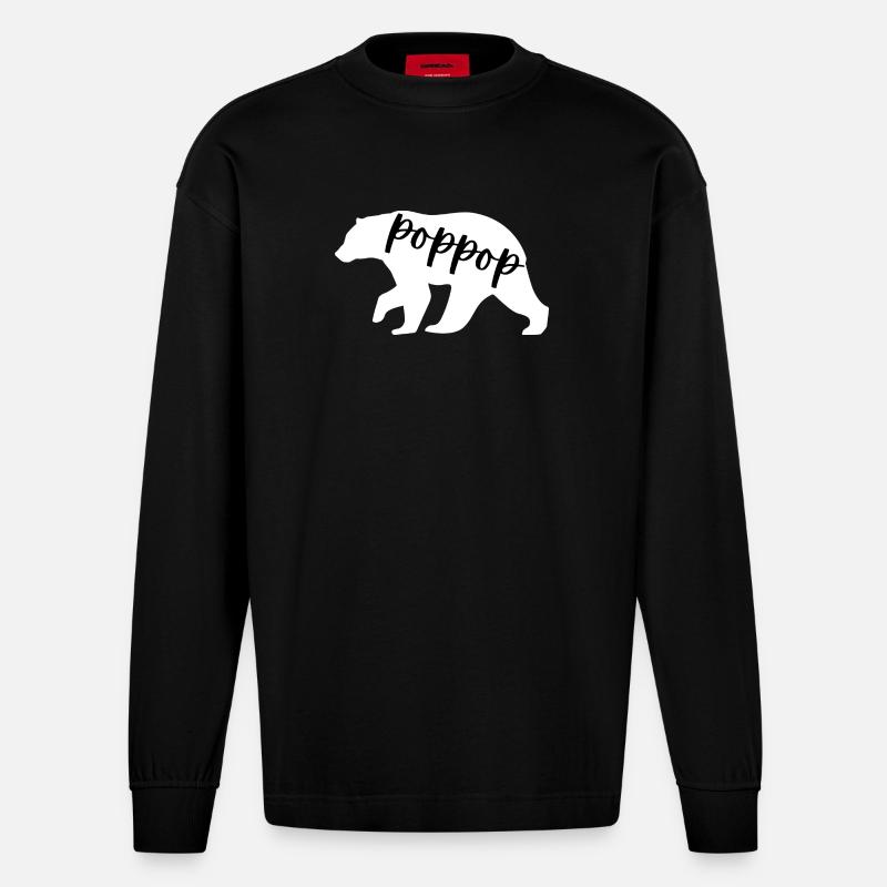 Ours poppop - Manches longues bio épais oversize fabriqué en UE - SOLID BLACK