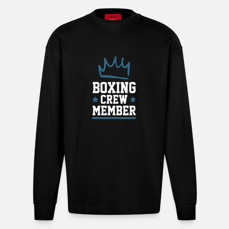 Équipe de boxe - Manches longues bio épais oversize fabriqué en UE - SOLID BLACK