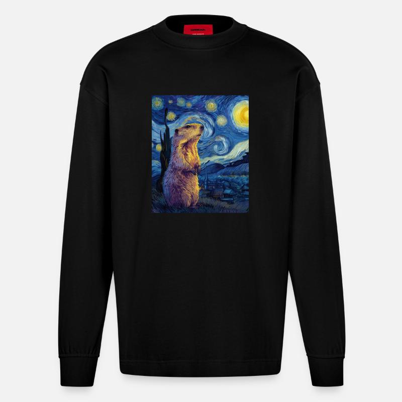 Murmeltier - Heavyweight Oversized Organic Langarmshirt Made in EU - SOLID BLACK