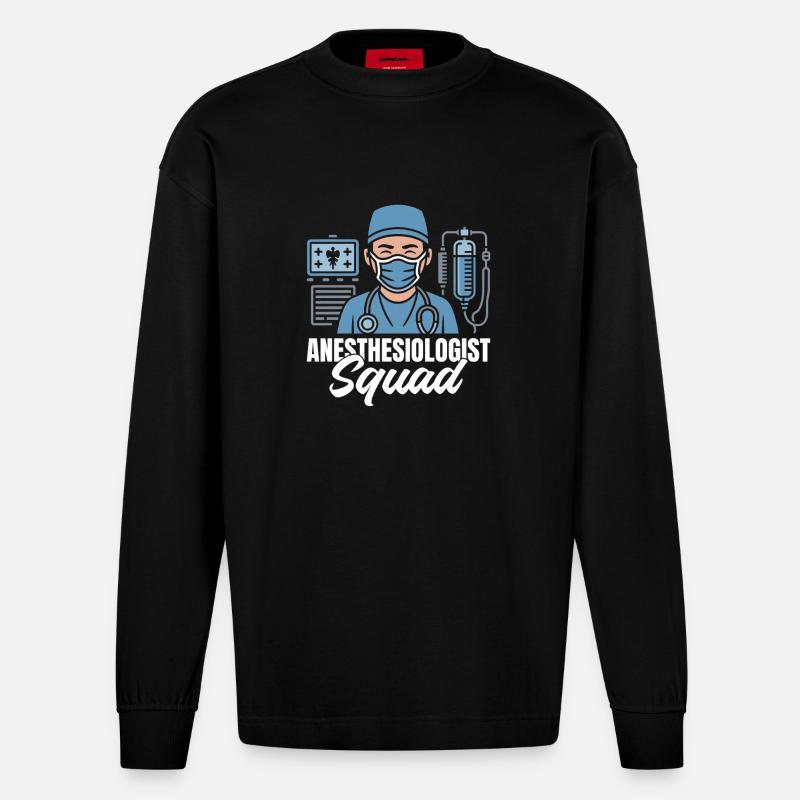 Anesthesiologist Squad Anesthesia - Heavyweight Oversized Organic Langarmshirt Made in EU - SOLID BLACK