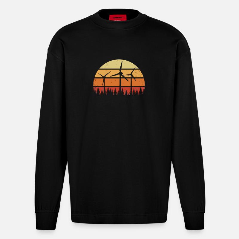 Éoliennes Éoliennes Éoliennes Éoliennes - Manches longues bio épais oversize fabriqué en UE - SOLID BLACK
