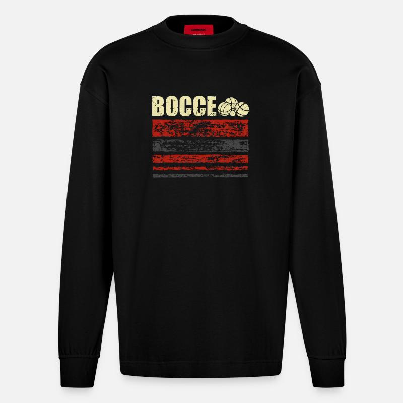 Bocce Petanque Boule Boulespieler - Heavyweight Oversized Organic Langarmshirt Made in EU - SOLID BLACK