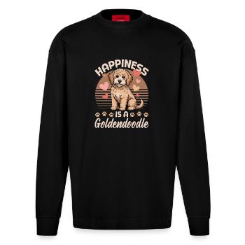 Goldendoodle Dog Breed - Heavyweight Oversized Organic Longsleeve Shirt Made in EU - SOLID BLACK - Front