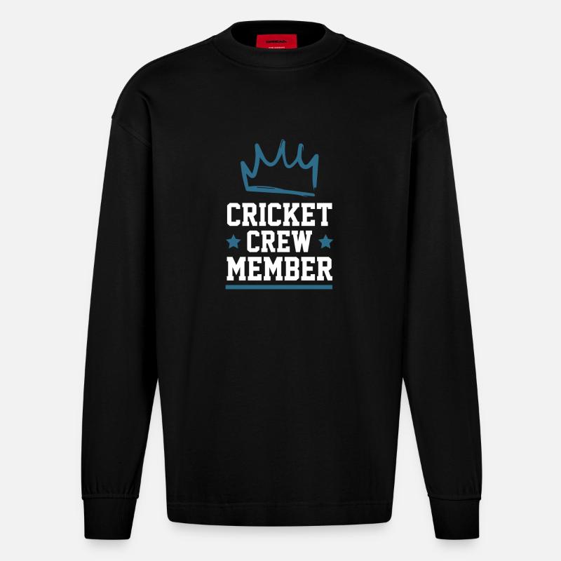 Équipe de cricket - Manches longues bio épais oversize fabriqué en UE - SOLID BLACK