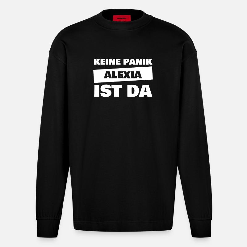 Alexia als Name - Heavyweight Oversized Organic Langarmshirt Made in EU - SOLID BLACK