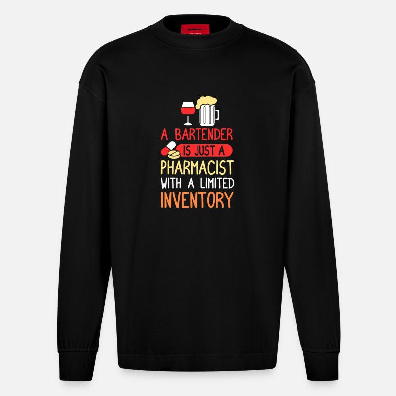 bartender waiter bartender bartender - Heavyweight Oversized Organic Longsleeve Shirt Made in EU - SOLID BLACK