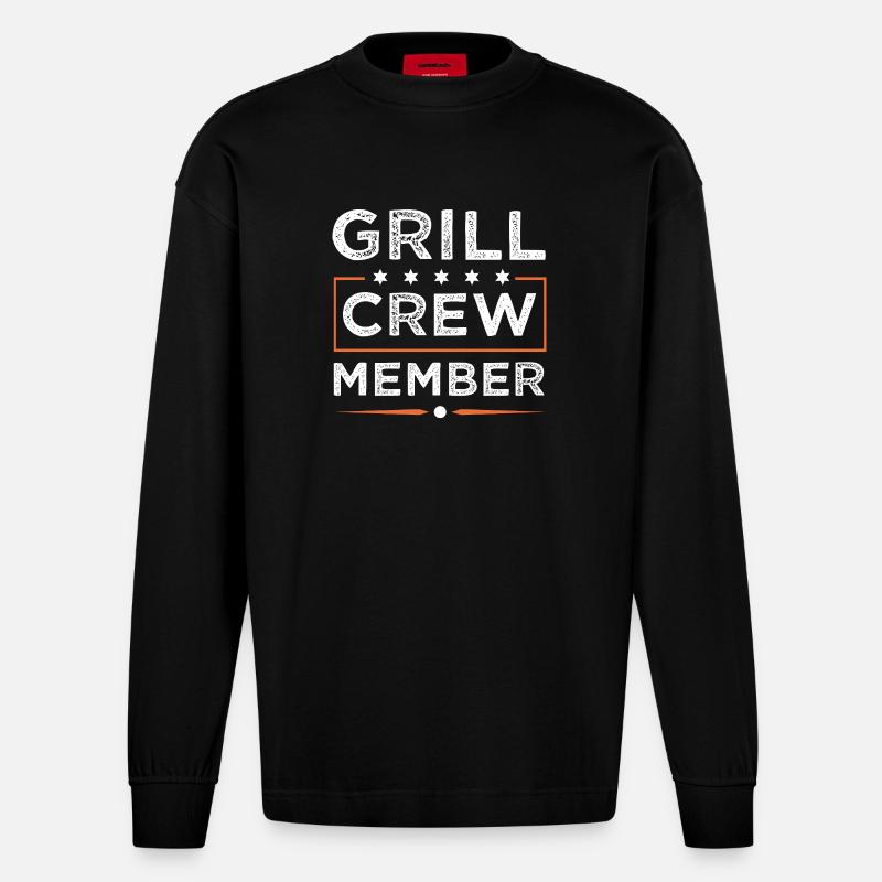 Grill Crew - Heavyweight Oversized Organic Langarmshirt Made in EU - SOLID BLACK