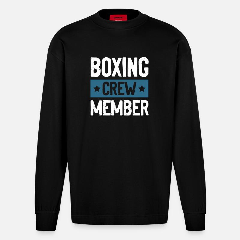 Équipe de boxe - Manches longues bio épais oversize fabriqué en UE - SOLID BLACK