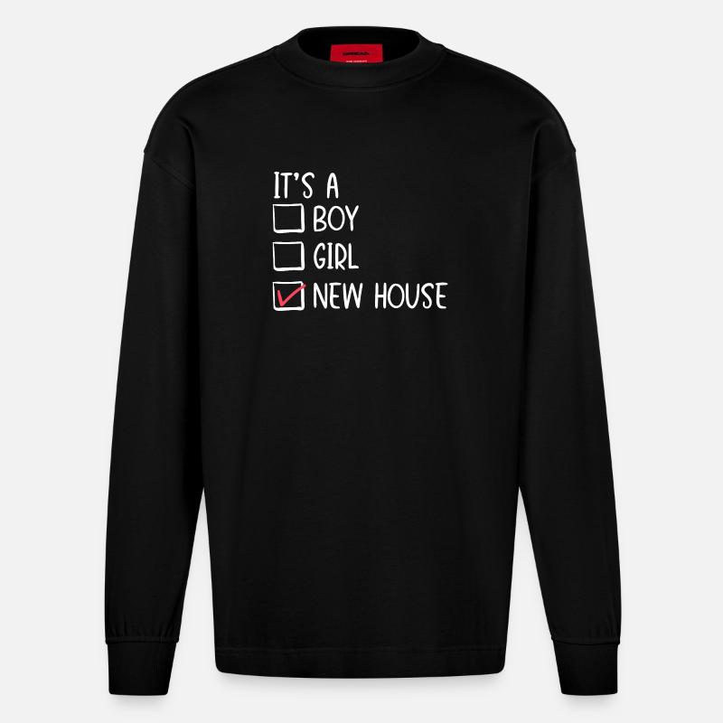 Neue Haus-Checkbox-Illustration - Heavyweight Oversized Organic Langarmshirt Made in EU - SOLID BLACK