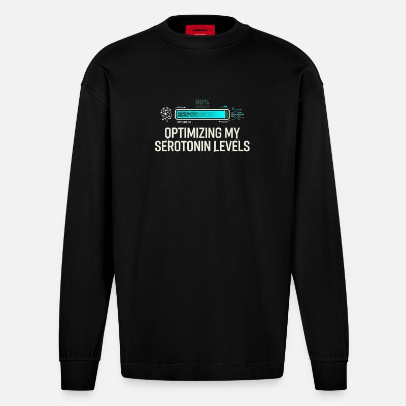 Serotonin Optimizing - Heavyweight Oversized Organic Langarmshirt Made in EU - SOLID BLACK