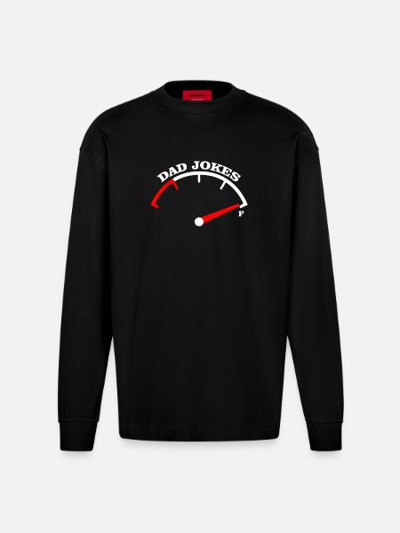 Dad Jokes Meter Tee Design - Heavyweight Oversized Organic Longsleeve Shirt Made in EU - SOLID BLACK
