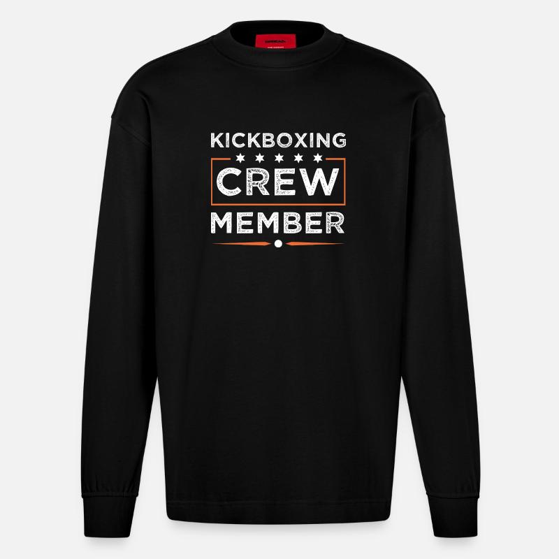 Équipe de kickboxing - Manches longues bio épais oversize fabriqué en UE - SOLID BLACK