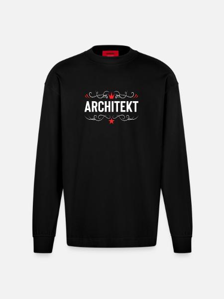 Architekt Beruf - Heavyweight Oversized Organic Langarmshirt Made in EU - SOLID BLACK