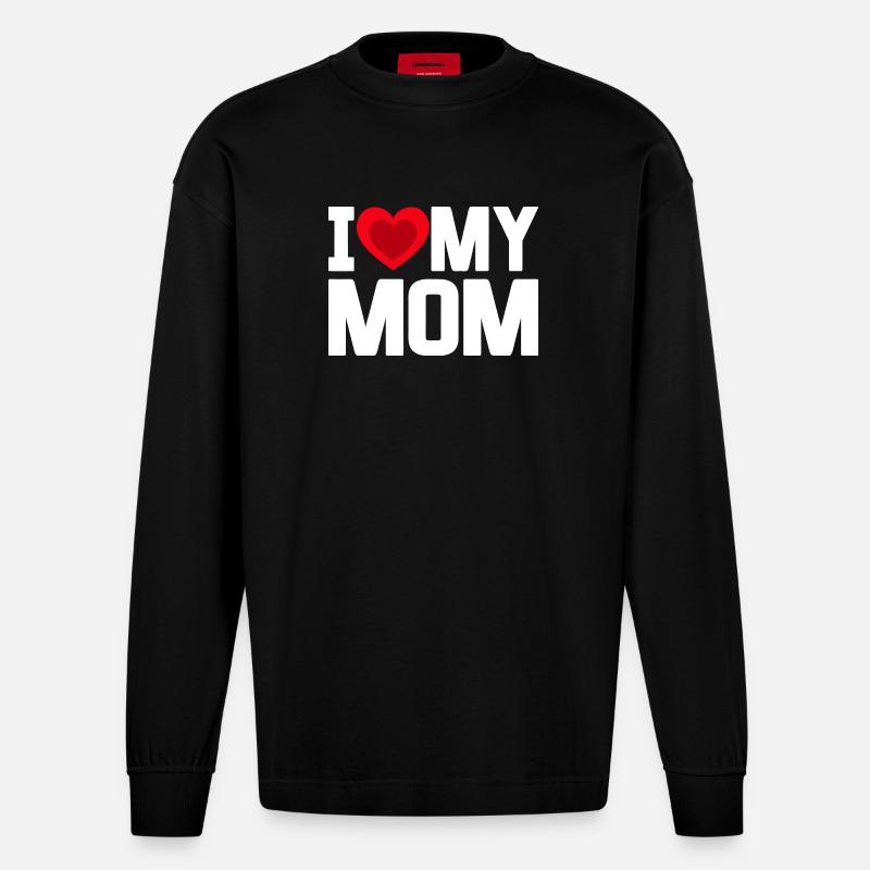 J’aime ma mère - Manches longues bio épais oversize fabriqué en UE - SOLID BLACK