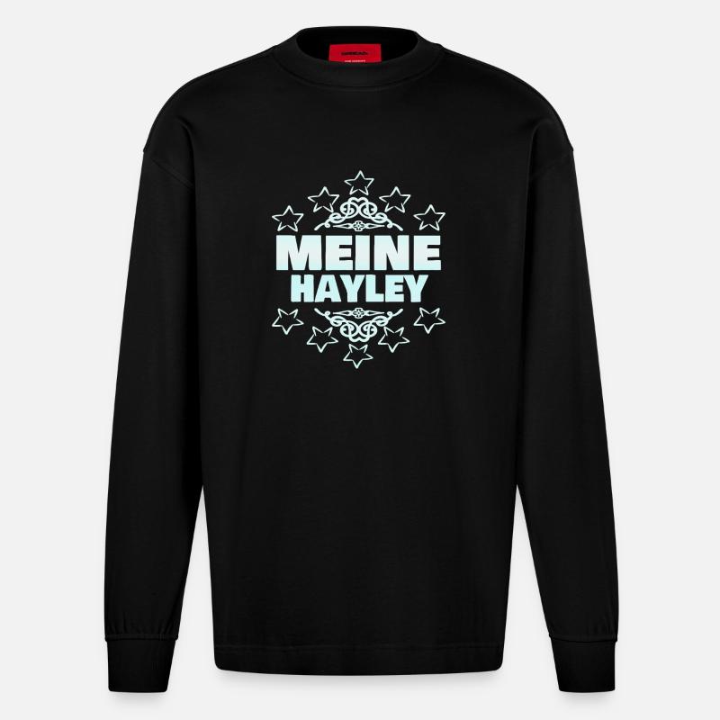 Hayley als Ehefrau - Heavyweight Oversized Organic Langarmshirt Made in EU - SOLID BLACK