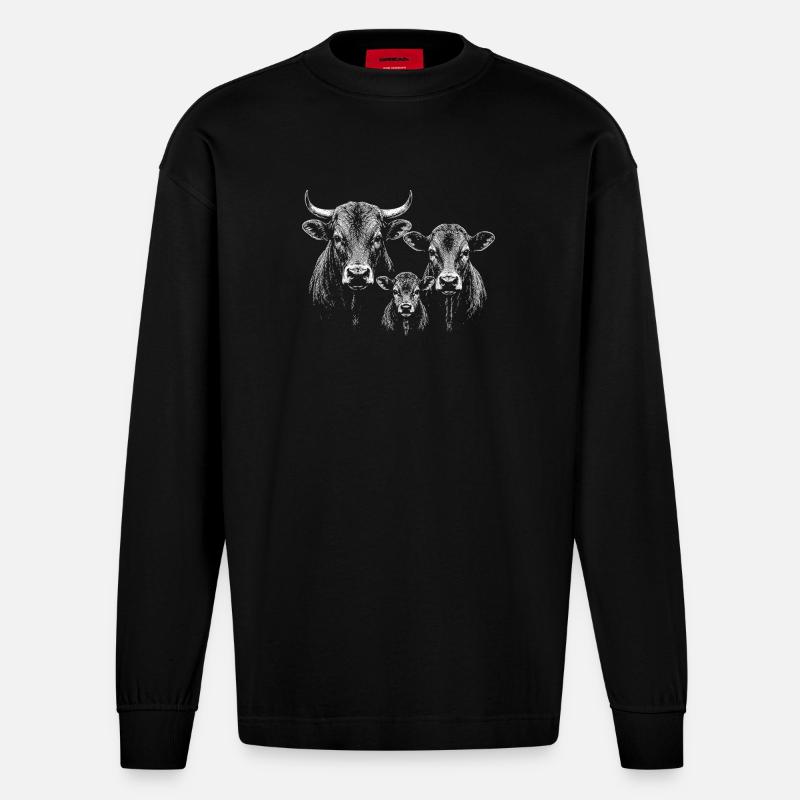 cattle - Heavyweight Oversized Organic Longsleeve Shirt Made in EU - SOLID BLACK