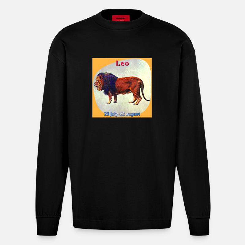 Löwe - Heavyweight Oversized Organic Langarmshirt Made in EU - SOLID BLACK