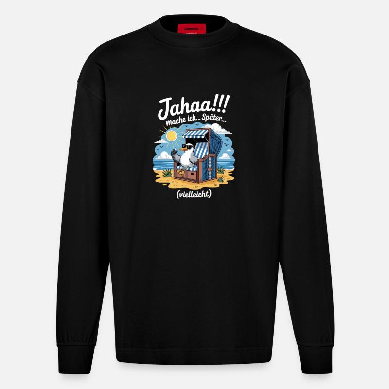  Jahaa mache ich spaeter vielleicht Moewe - Heavyweight Oversized Organic Langarmshirt Made in EU - SOLID BLACK