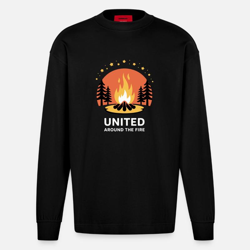 Campfire Unity Circle - Heavyweight Oversized Organic Longsleeve Shirt Made in EU - SOLID BLACK