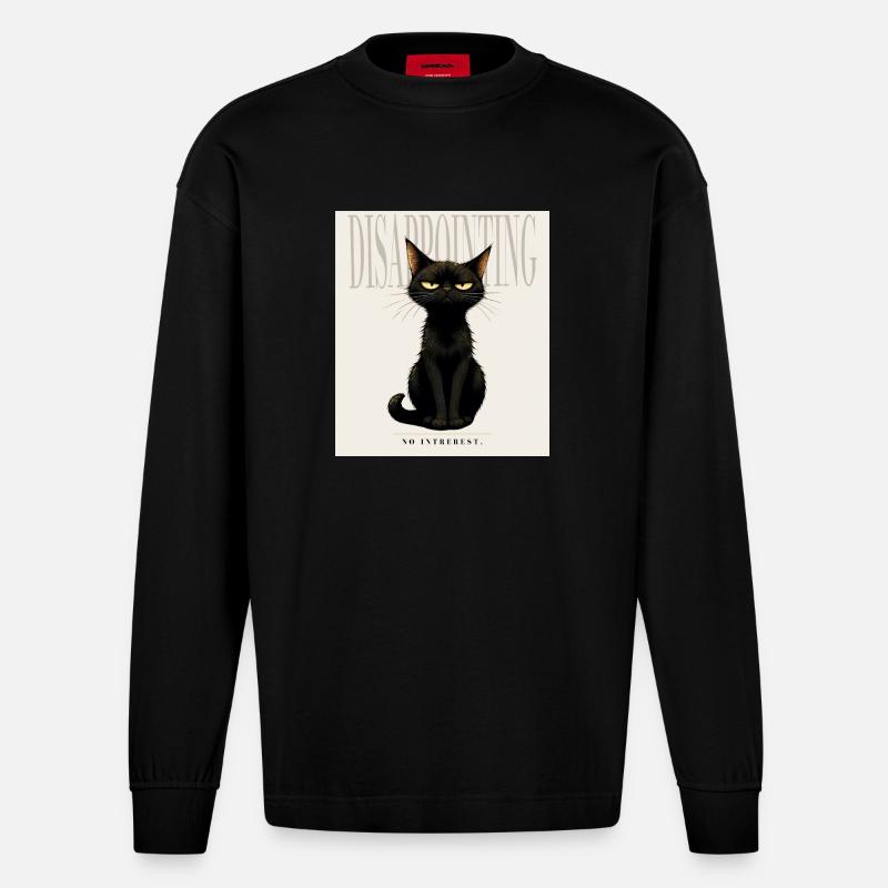 Disappointing. – Sarcastic Black Cat Design - Heavyweight Oversized Organic Langarmshirt Made in EU - SOLID BLACK