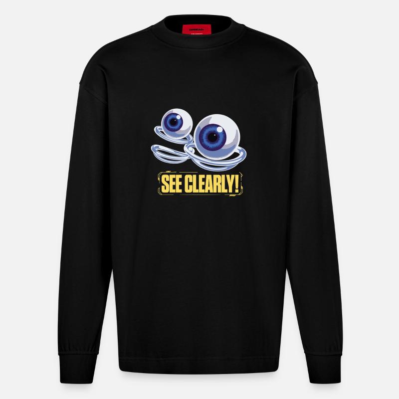 See Clearly Eye Graphic - Heavyweight Oversized Organic Langarmshirt Made in EU - SOLID BLACK
