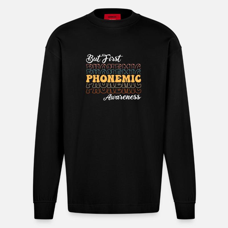 D’abord la conscience phonémique - Manches longues bio épais oversize fabriqué en UE - SOLID BLACK
