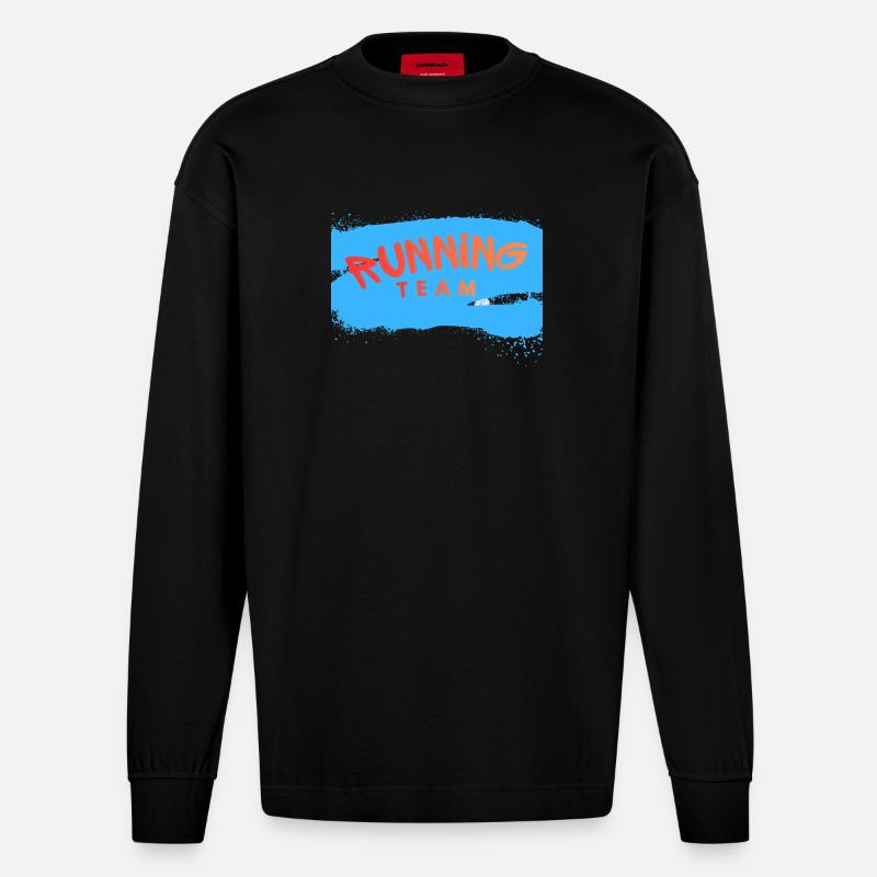 Équipe de course - Manches longues bio épais oversize fabriqué en UE - SOLID BLACK