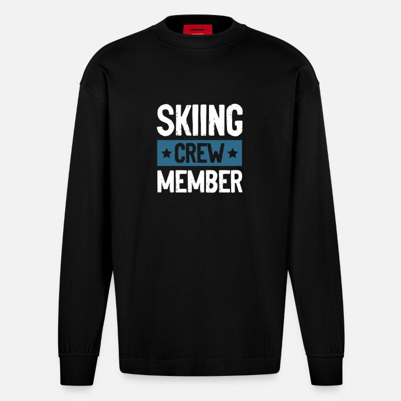 Équipe de ski - Manches longues bio épais oversize fabriqué en UE - SOLID BLACK