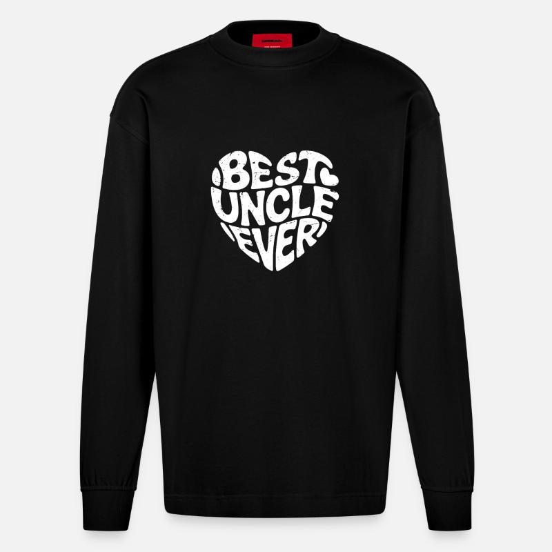 best uncle ever - Heavyweight Oversized Organic Langarmshirt Made in EU - SOLID BLACK