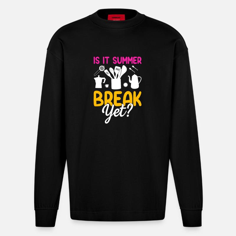 Sommerpause Bereits? Küchenmotiv - Heavyweight Oversized Organic Langarmshirt Made in EU - SOLID BLACK