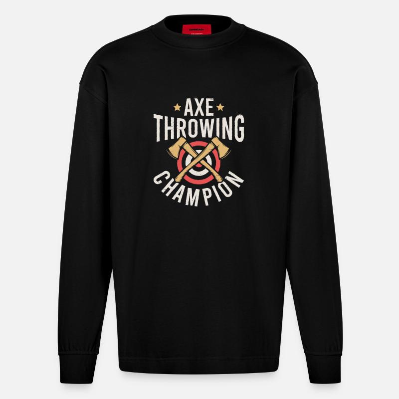 Axtwurf-Champion - Heavyweight Oversized Organic Langarmshirt Made in EU - SOLID BLACK