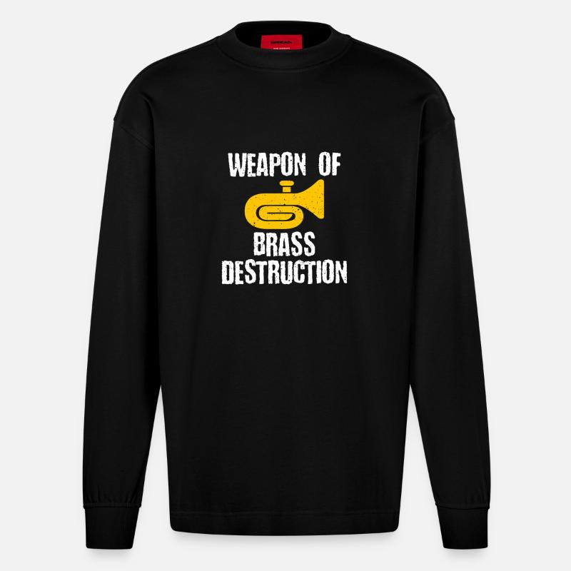 Messingzerstörung: Messingwaffe - Heavyweight Oversized Organic Langarmshirt Made in EU - SOLID BLACK