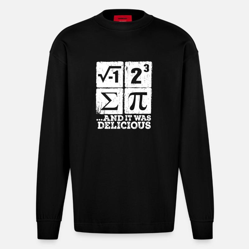 Pi, i et Sigma : Maths délicieuses - Manches longues bio épais oversize fabriqué en UE - SOLID BLACK