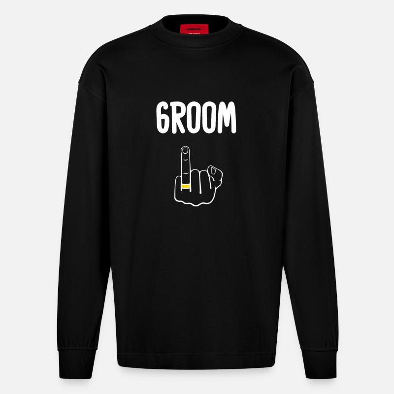 Edgy Bräutigam-Ring - Heavyweight Oversized Organic Langarmshirt Made in EU - SOLID BLACK