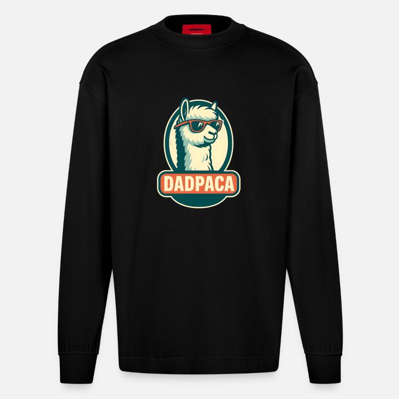 Dadpaca No Probllama - Heavyweight Oversized Organic Langarmshirt Made in EU - SOLID BLACK