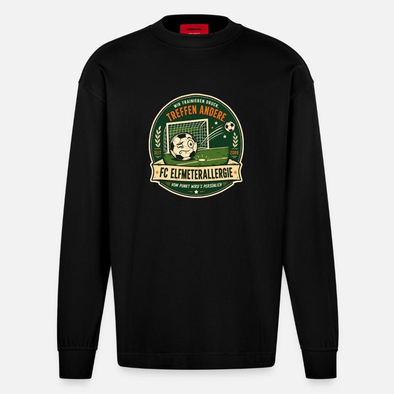 FC Elfmeterallergie - Heavyweight Oversized Organic Langarmshirt Made in EU - SOLID BLACK