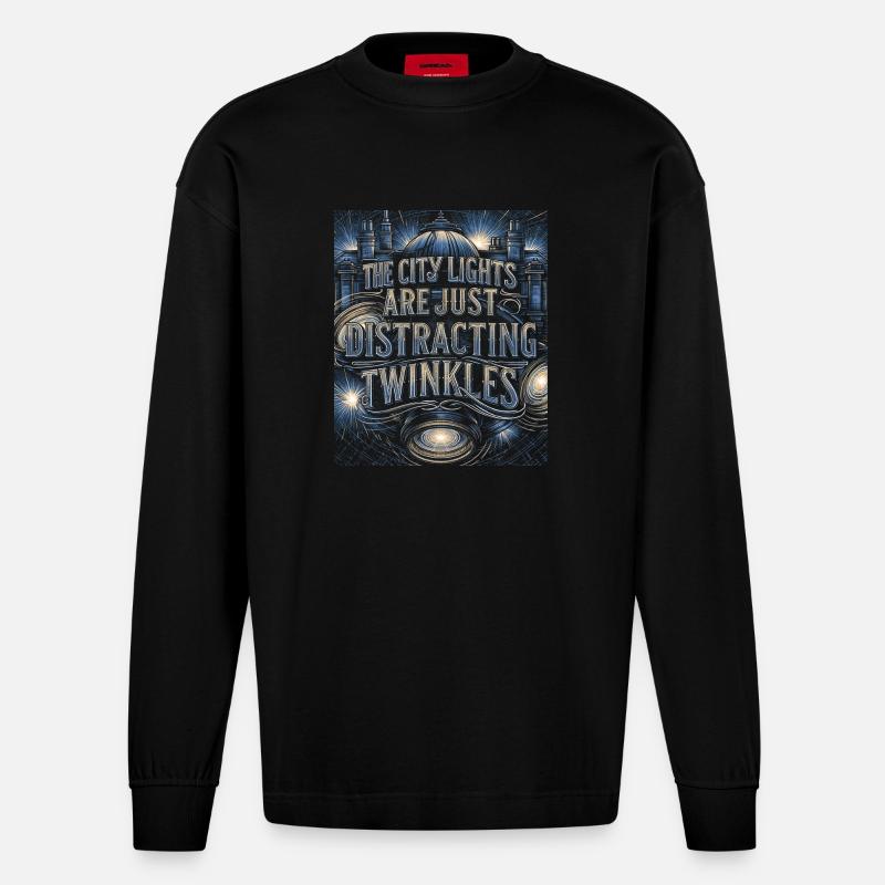 Don d’astrologie de la constellation céleste - Manches longues bio épais oversize fabriqué en UE - SOLID BLACK