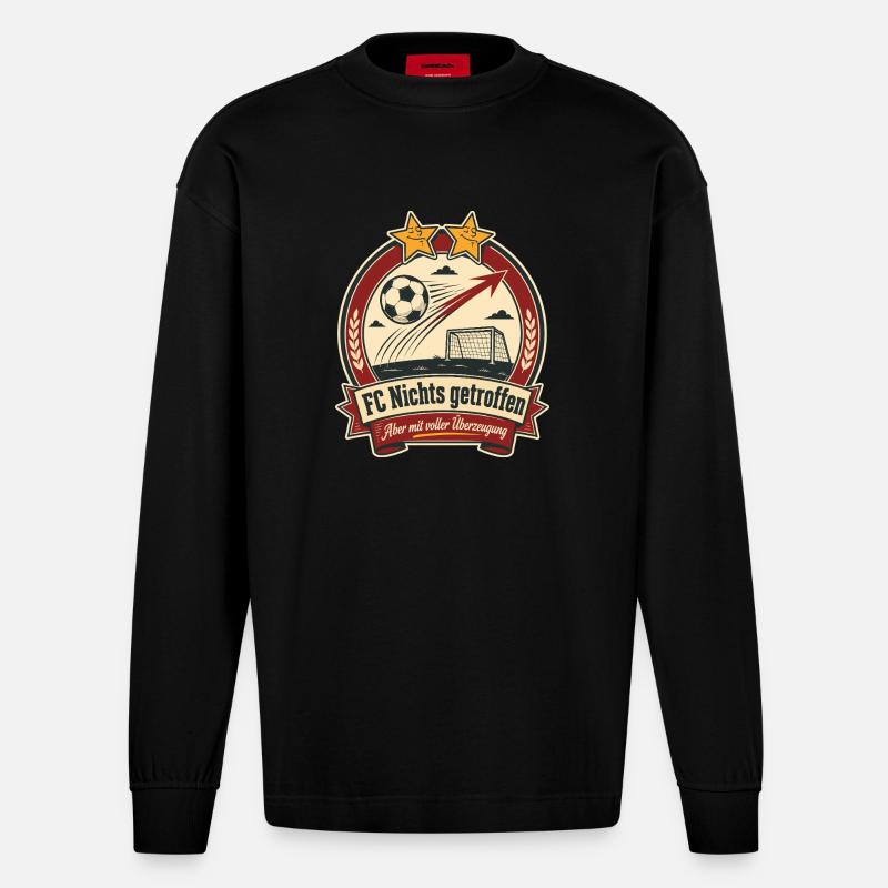 FC Nichts getroffen - Heavyweight Oversized Organic Langarmshirt Made in EU - SOLID BLACK