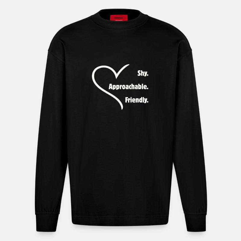 Flirteurs introvertis timides amicaux accessibles - Manches longues bio épais oversize fabriqué en UE - SOLID BLACK