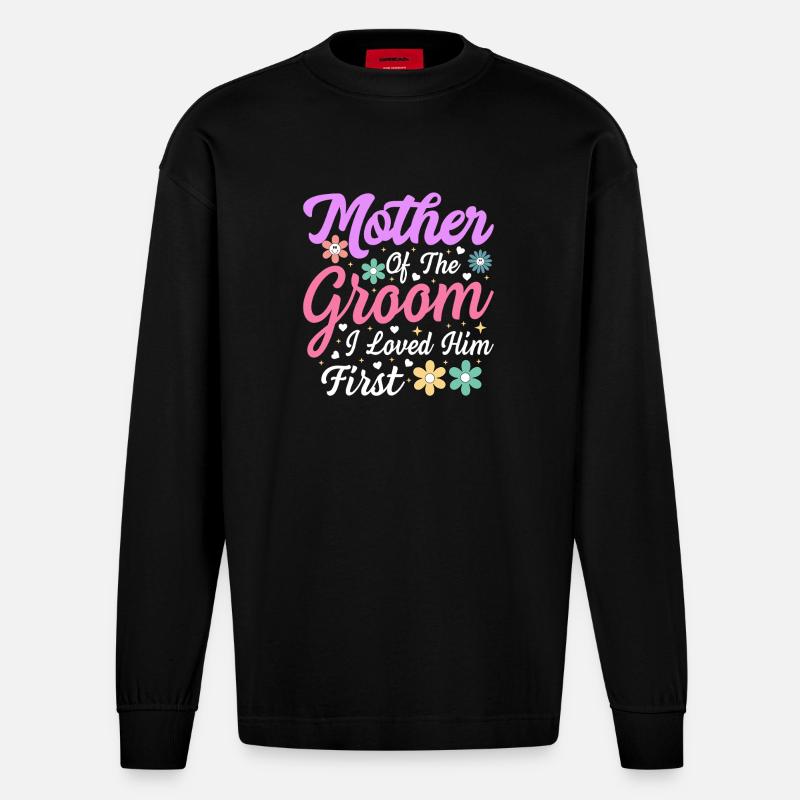 Mutter des Bräutigams: First Love - Heavyweight Oversized Organic Langarmshirt Made in EU - SOLID BLACK