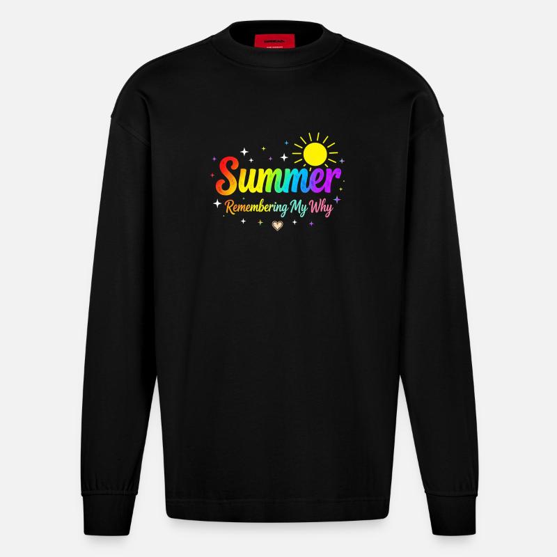 Summer Remembering My Why - Heavyweight Oversized Organic Longsleeve Shirt Made in EU - SOLID BLACK