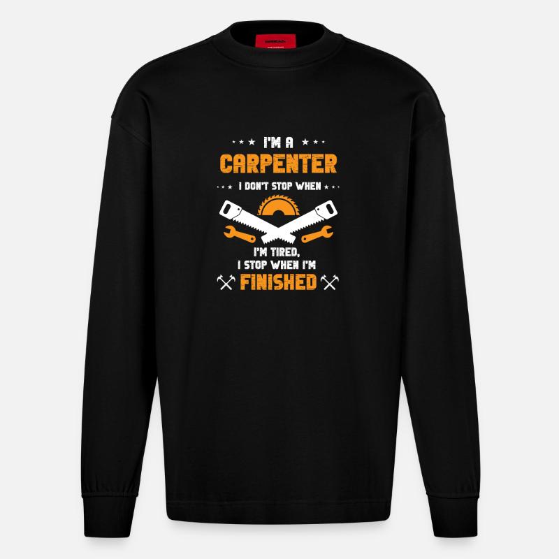 Fier menuisier - Manches longues bio épais oversize fabriqué en UE - SOLID BLACK
