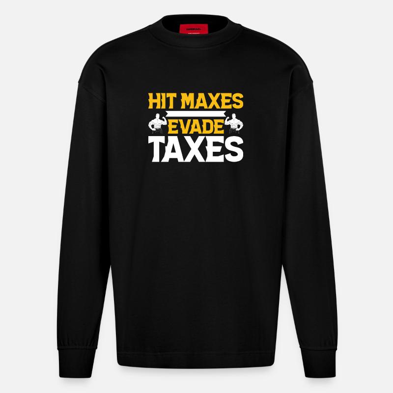 Krafttempel Stil: Max-Power Humor - Heavyweight Oversized Organic Langarmshirt Made in EU - SOLID BLACK