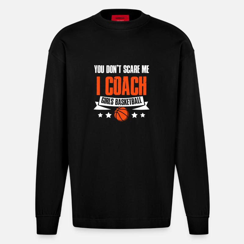 Ich trainiere den Mädchen-Basketball - Heavyweight Oversized Organic Langarmshirt Made in EU - SOLID BLACK