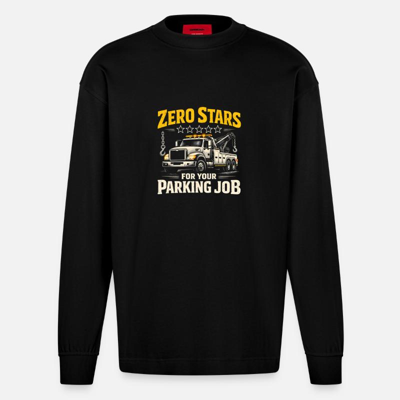 Null Sterne fürs Parken | Abschleppdienst - Heavyweight Oversized Organic Langarmshirt Made in EU - SOLID BLACK
