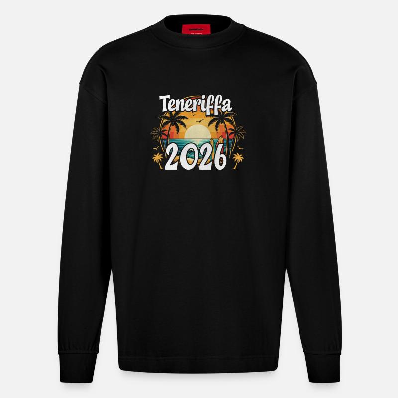 Teneriffa 2026 - Heavyweight Oversized Organic Langarmshirt Made in EU - SOLID BLACK