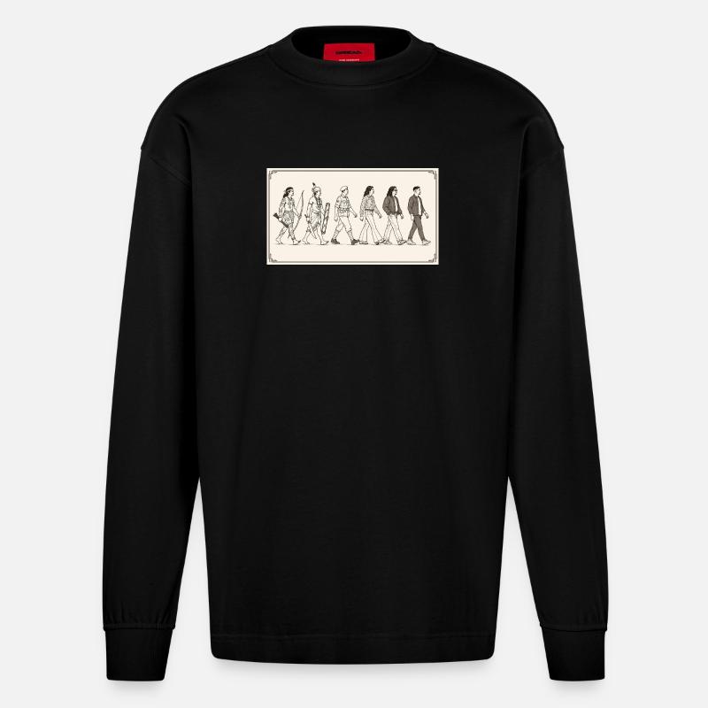 Évolution des Moluques par s2soon - Manches longues bio épais oversize fabriqué en UE - SOLID BLACK