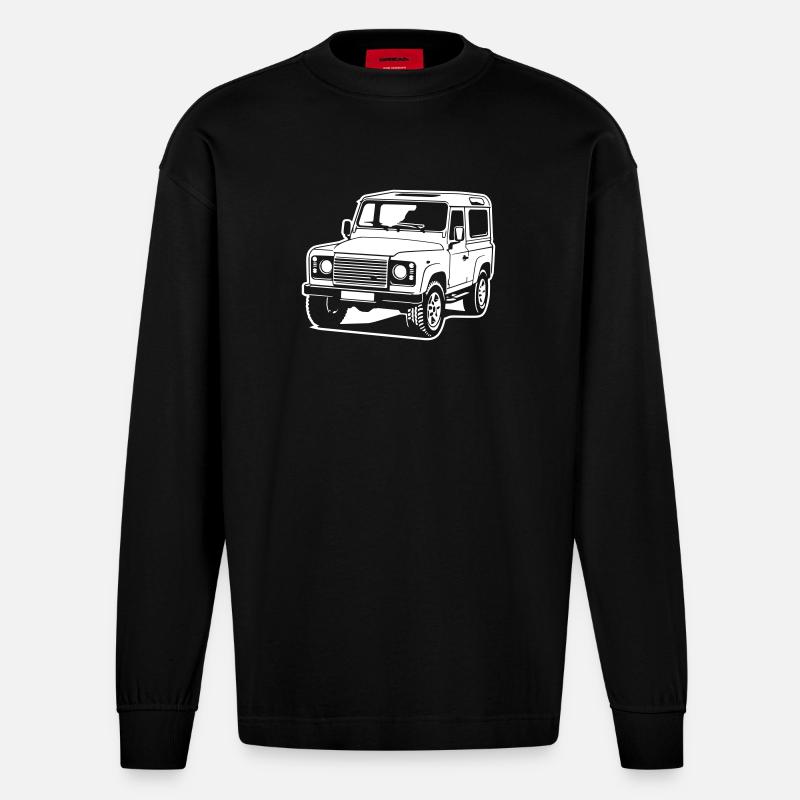 Defender (Differenzbild) - Heavyweight Oversized Organic Langarmshirt Made in EU - SOLID BLACK